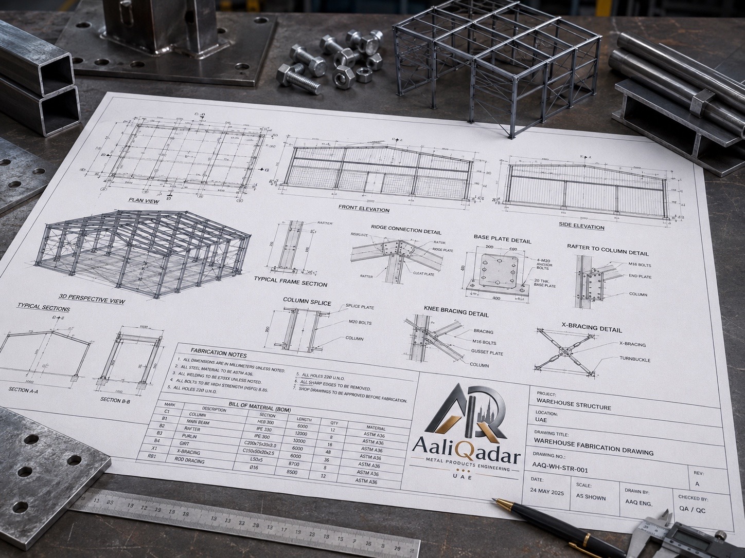 AaliQadar warehouse fabrication drawing and metal engineering planning